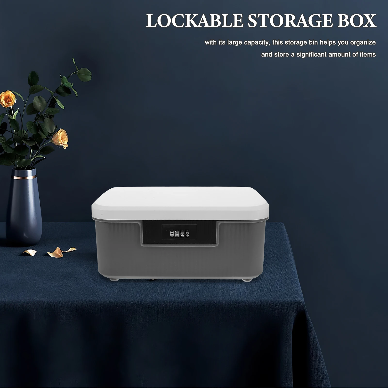 Lockable Bin Secure Plastic Container Organizer With Combination Lock For Documents Valuables Large Capacity Space Saving Heavy