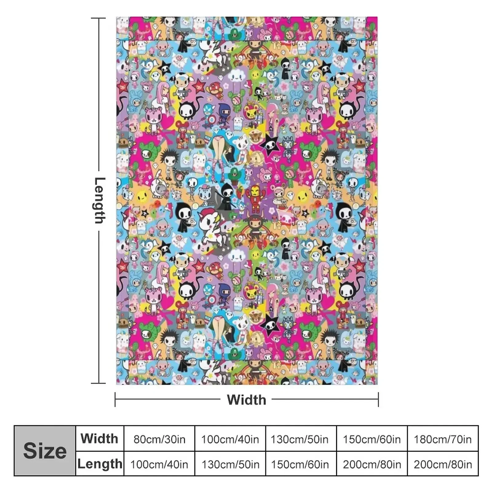 donutella and his friends unicorns mofia collaboration cartoonss,anime Chibi Throw Blanket