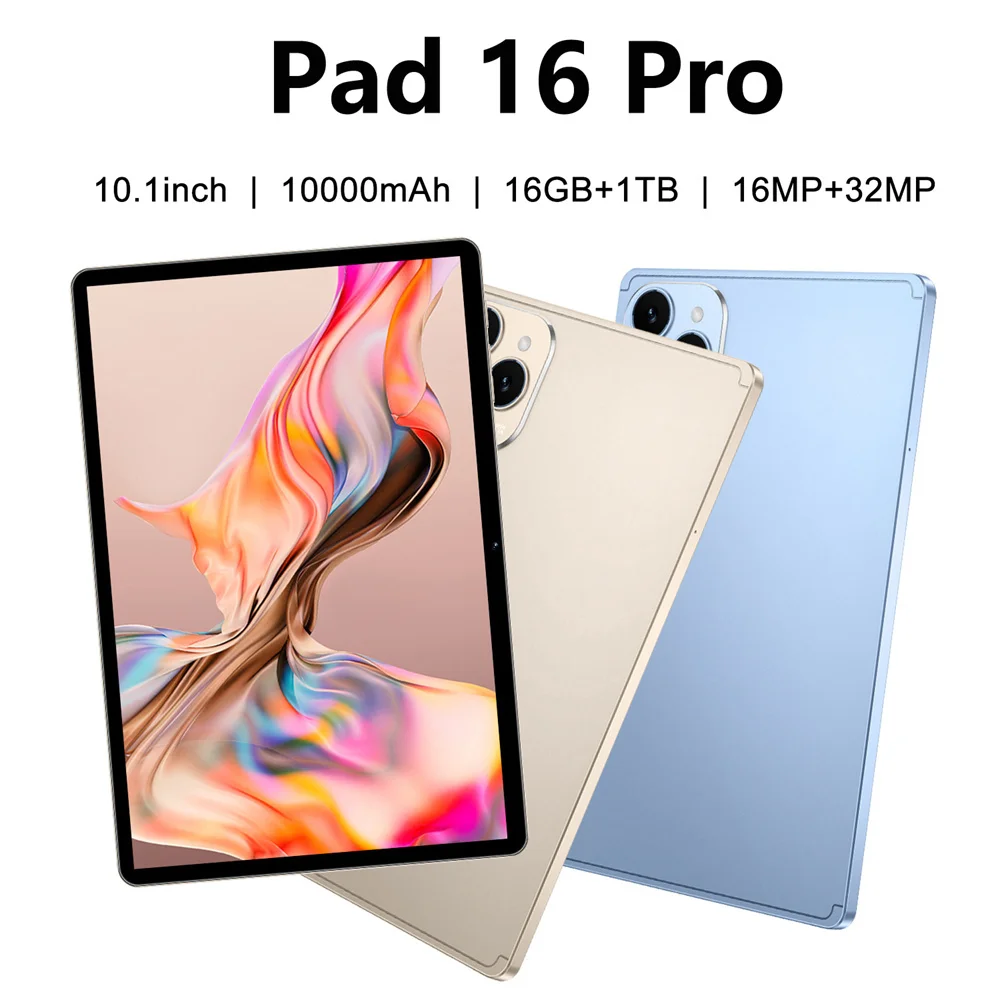 

New Pad 16 Pro Tablet 10.1HD Global Version Screen Tab Children's 4G 5G Dual SIM 10000Mah 22GB+2TB Tablets Android 15