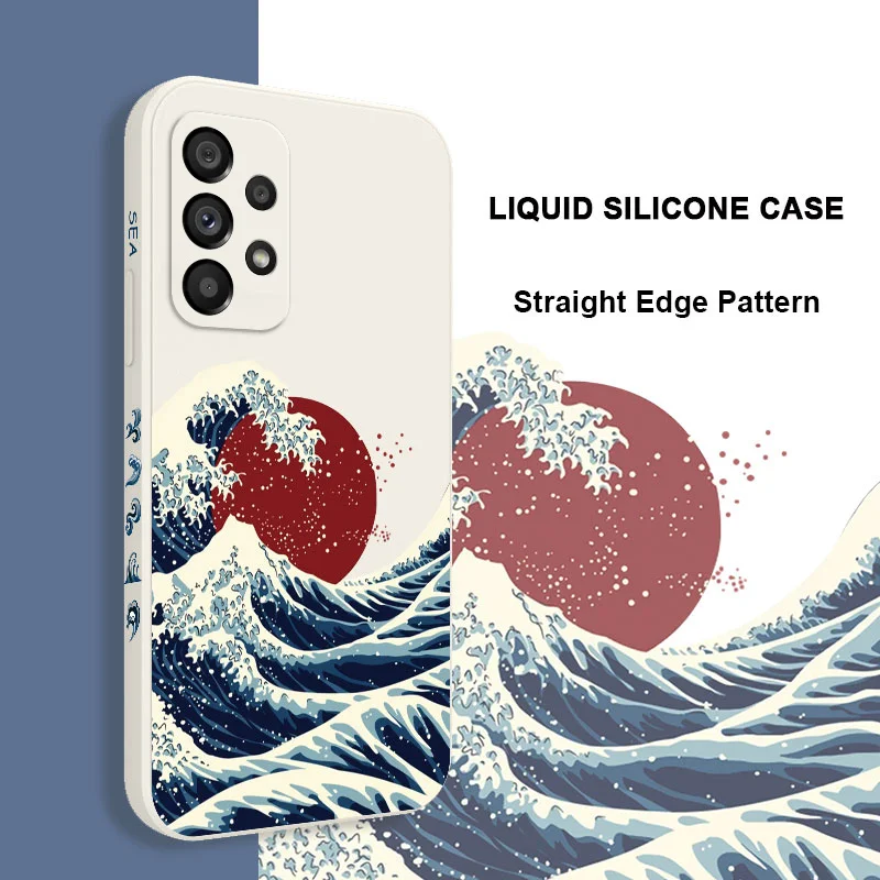 Red Sun Sea Waves Case Samsung A54 A34  A24 A73 A53 A33 A23 A15 A25 A35 A55 A13 A03 A03S A72 A52 A52S A32 A12 A22 A04S A04 5G