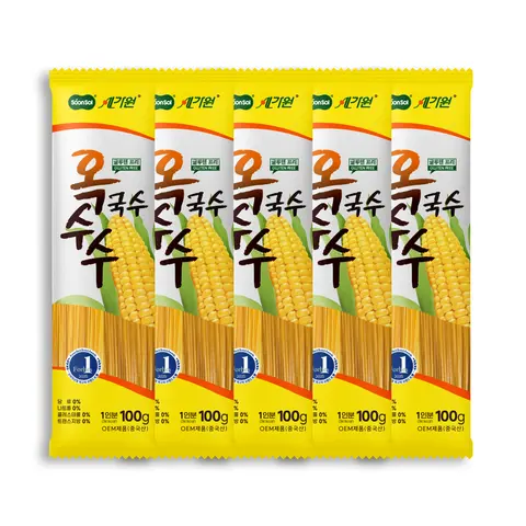 순솔가원 100% 옥수수국수 500g 100g X 5개 글루텐프리 고단백질 제로슈가 마라탕면 냉면 잔치국수