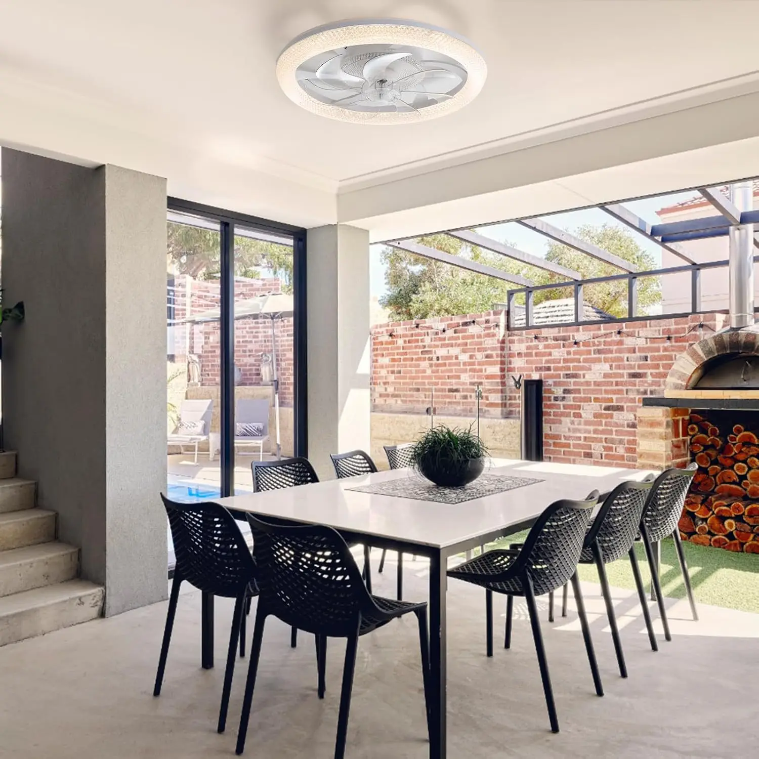 Ventilador de techo LED moderno 42W 48CM con luz inteligente Bluetooth 220V 110V ventilador de techo con Control remoto para baño dormitorio para uso doméstico