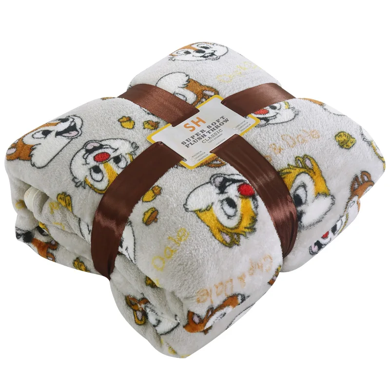 Disney Squirrel Private Pluto Chip N Dale Lekki pluszowy koc na łóżko Sofa Samolot Flatsheet Pościel Rzut Baby Coral Velvet