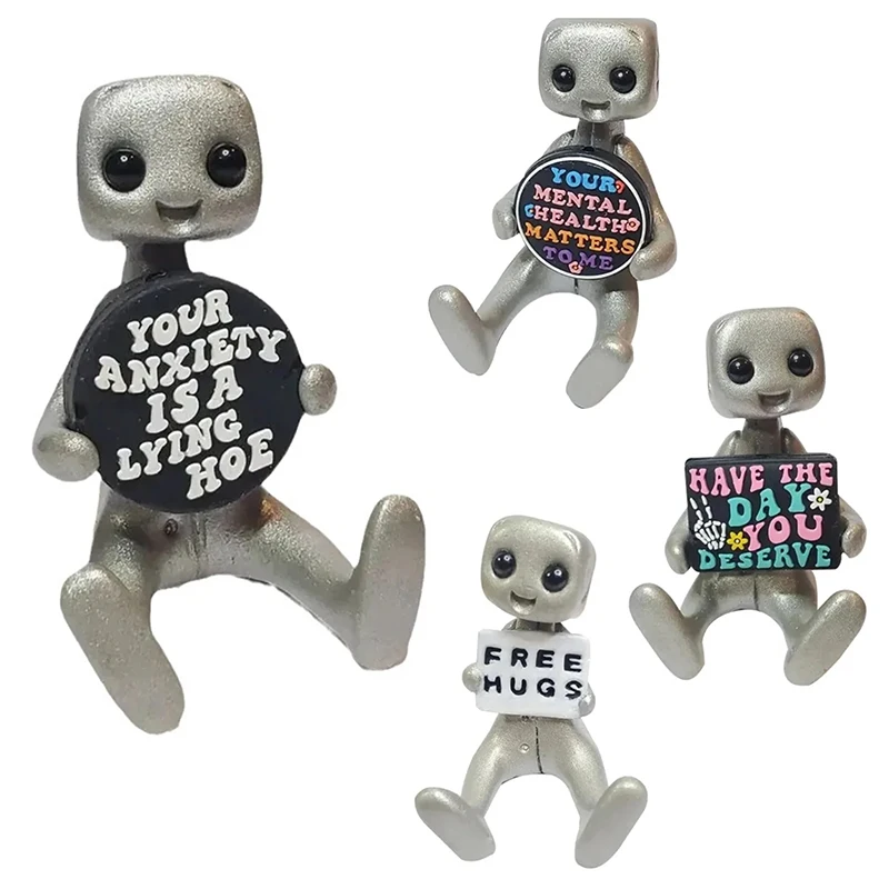 New Type Your Anxiety Is A Lying Hoe Robot Cute Tiny Figure Mental Health Resin Desk Home Office Desk Buddy Children's Toy Gifts