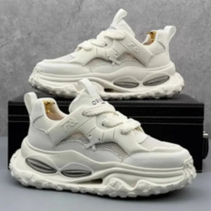 

Мужская вулканизированная обувь, осень 2023, новые винтажные кроссовки на платформе, увеличивающие рост, модная дышащая повседневная обувь с перекрестной завязкой
