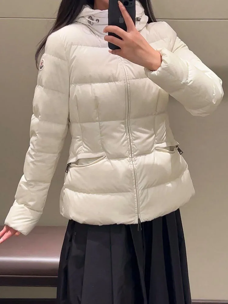 Ele White Puffer Jaet Cappotto invernale Faion Thiened da donna Coreano Sle Pendolarismo Taglio dritto Design a vita alta