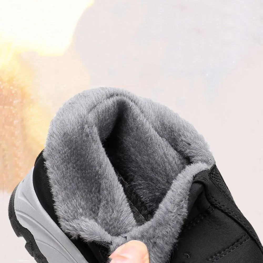 Letter Embroidery Plush Cotton Shoes Short Tube Non-slip Winter Men's Boots Waterproof Homewear Shoes Retro Thick Shoes Outdoor