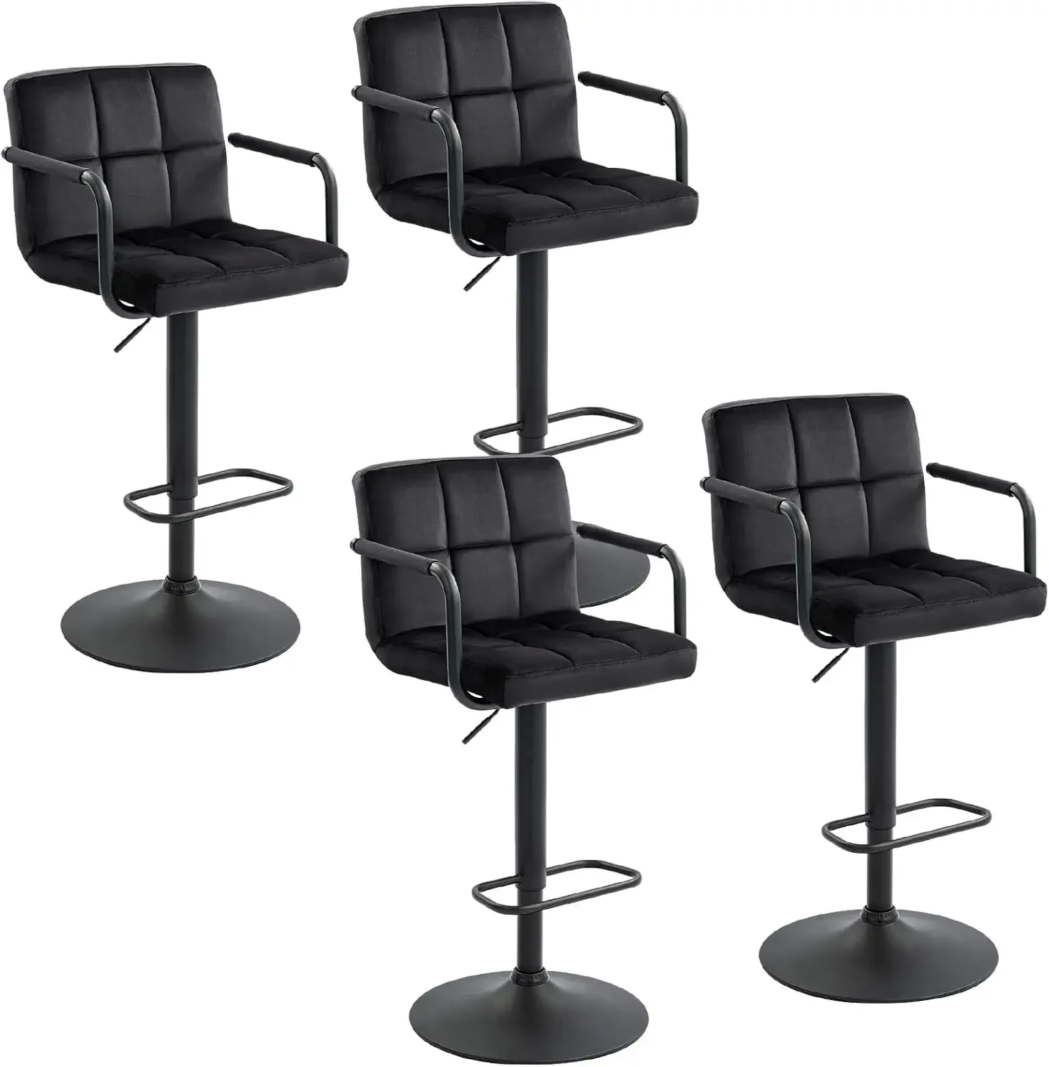 

Furnimart Adjustable Bar Stool Swivel Barstools Set of 4 Counter Stools with Armrest and Footrest Upholstered Bar Chairs