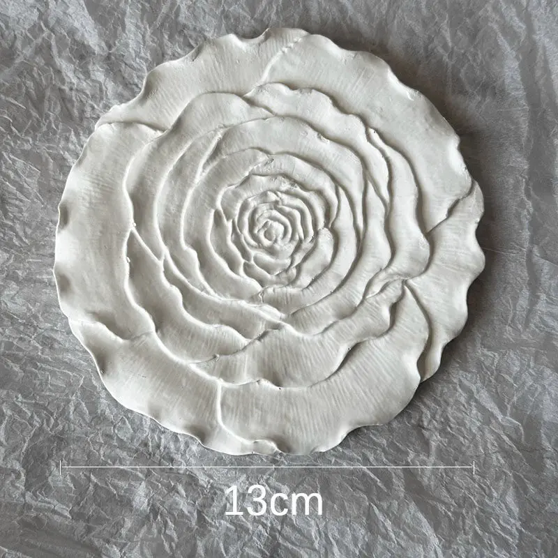 European Style Plaster Tray Decorative Display & Jewelry Organizer with Carved Floral Design Photo Prop for Home Decor view 6