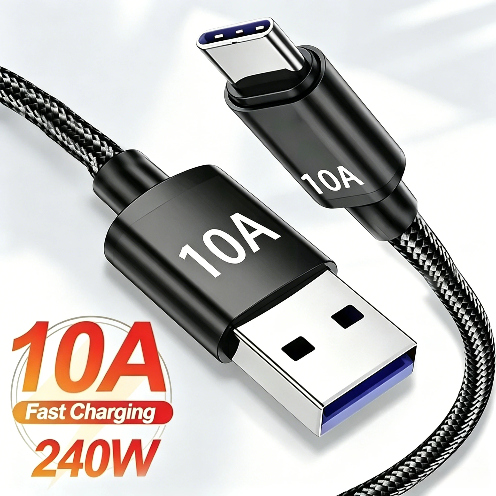 1/1.5/2/3M 240W 10A Super Fast Charge Cable USB A To Type C Data Cord Knit For Xiaomi Poco Samsung iPhone Quick Charging Cable