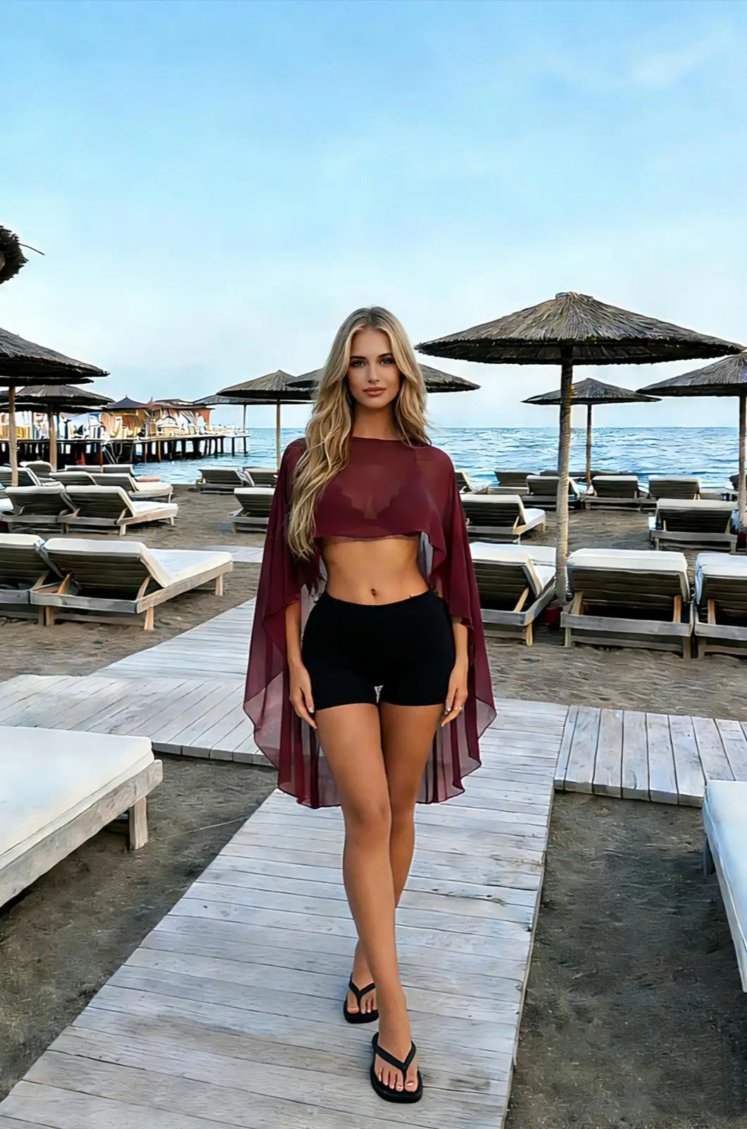 Women Lightweight Scarf Summer Thin Scarf Shawl Cover Up Sheer Chiffon Cropped Front Draped Back Beach Wrap for Swimwear Black