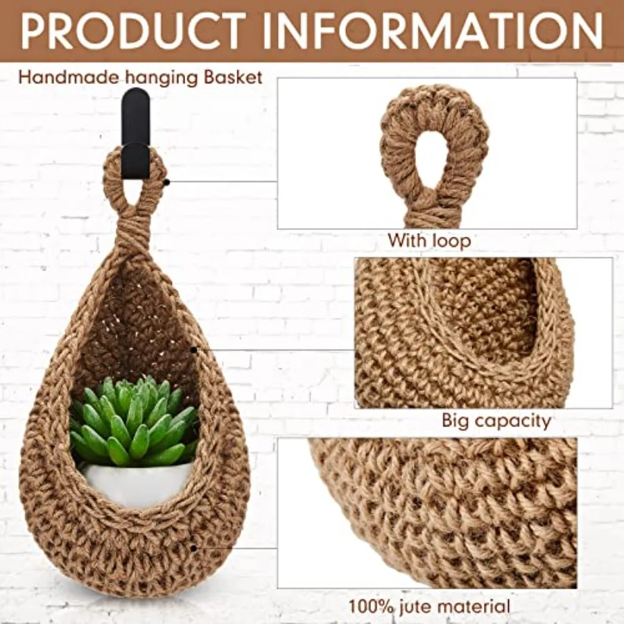 Boho Decor Hanging Wall Baskets for Kitchen 3 Pack Baskets Hooks Storage Fruit Onion Vegetable Potato for Home 3 Sizes view 2