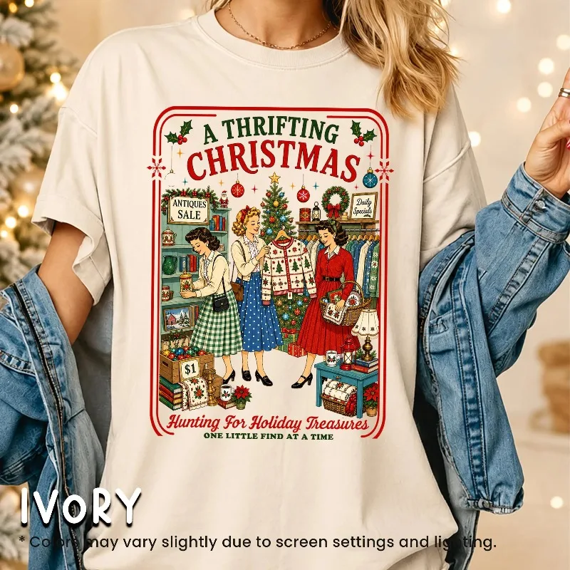 Thrifting Christmas Shirt, Xmas Thrift Store Shirt Vintage Christmas Thrift Lover Gift, Gift For Thrifter Antique Lover Gift
