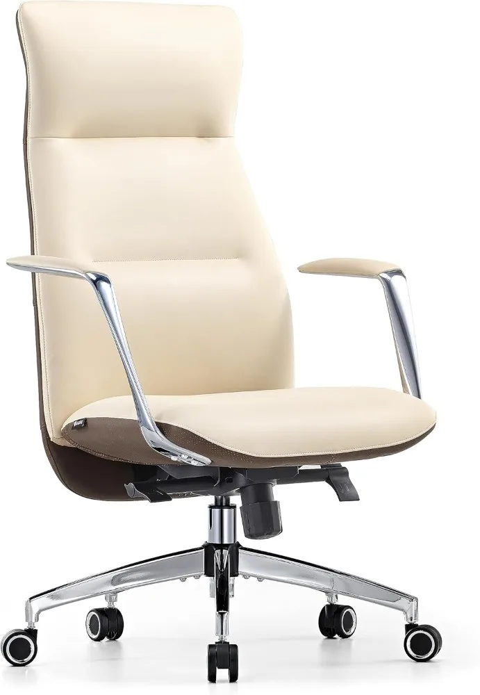 High Back Ergonomic Office Chair with Silicone Leather, Big and Tall, Adjustable Swivel Rolling for Home Office