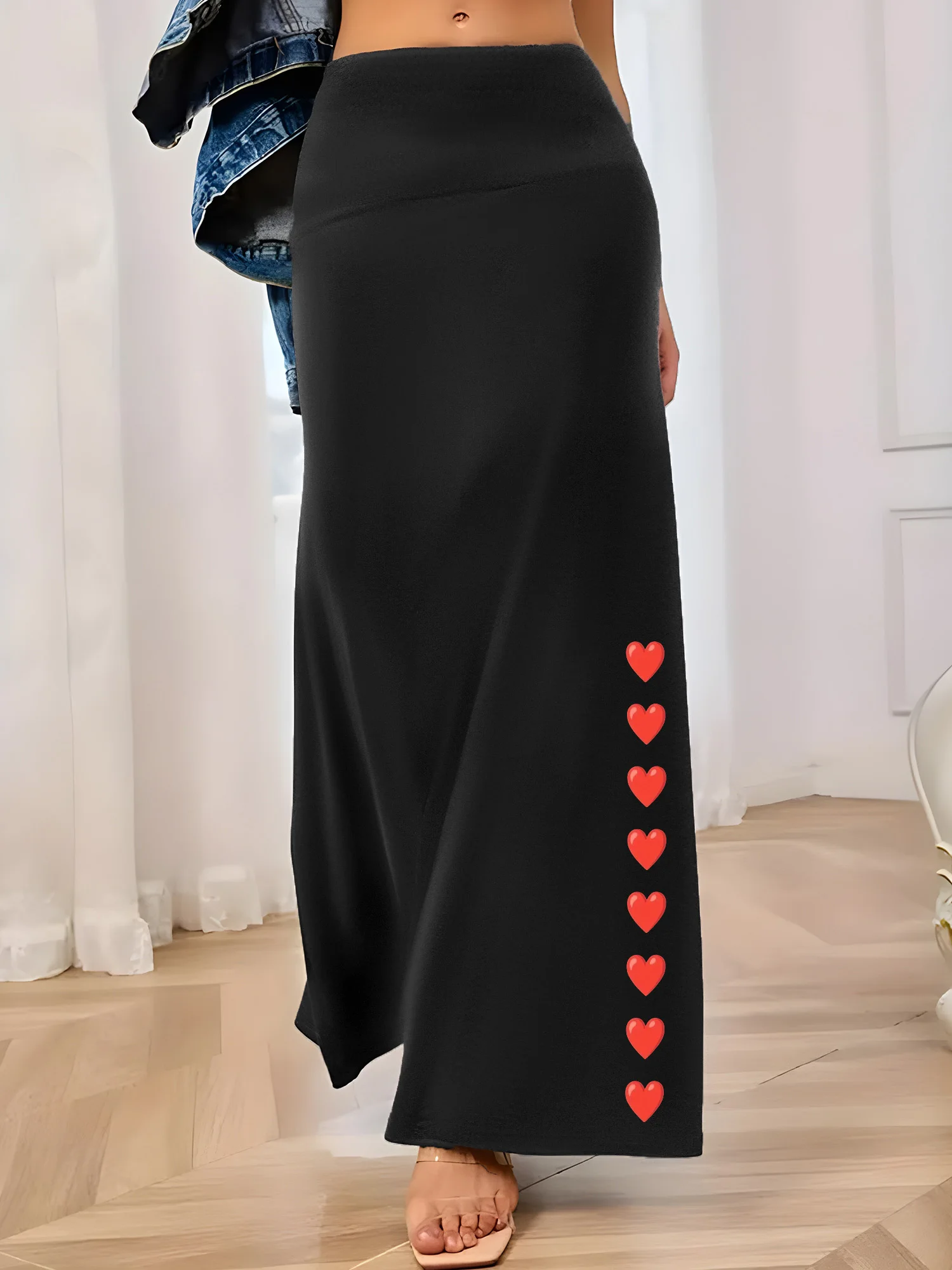 

Одежда на три сезона! Струящаяся юбка макси с высокой талией, подолом в форме русалки, из эластичной ткани, универсальная для весны, осени и зимы.