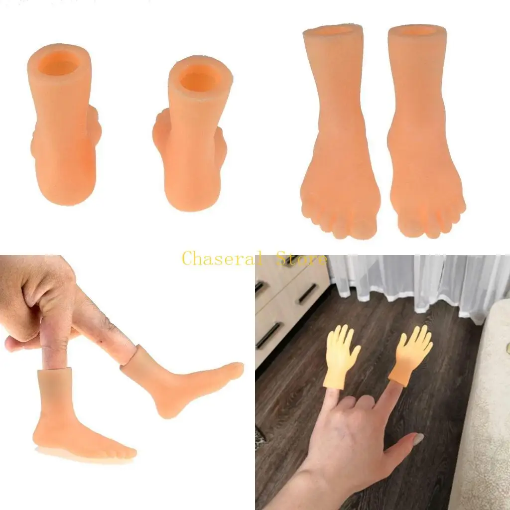 

E7CE 1 Pair Tiny Left Right Hand Foot Screepy Halloween Party Mini Finger Hands Soft Vinyl Mini Finger Feet Puppets