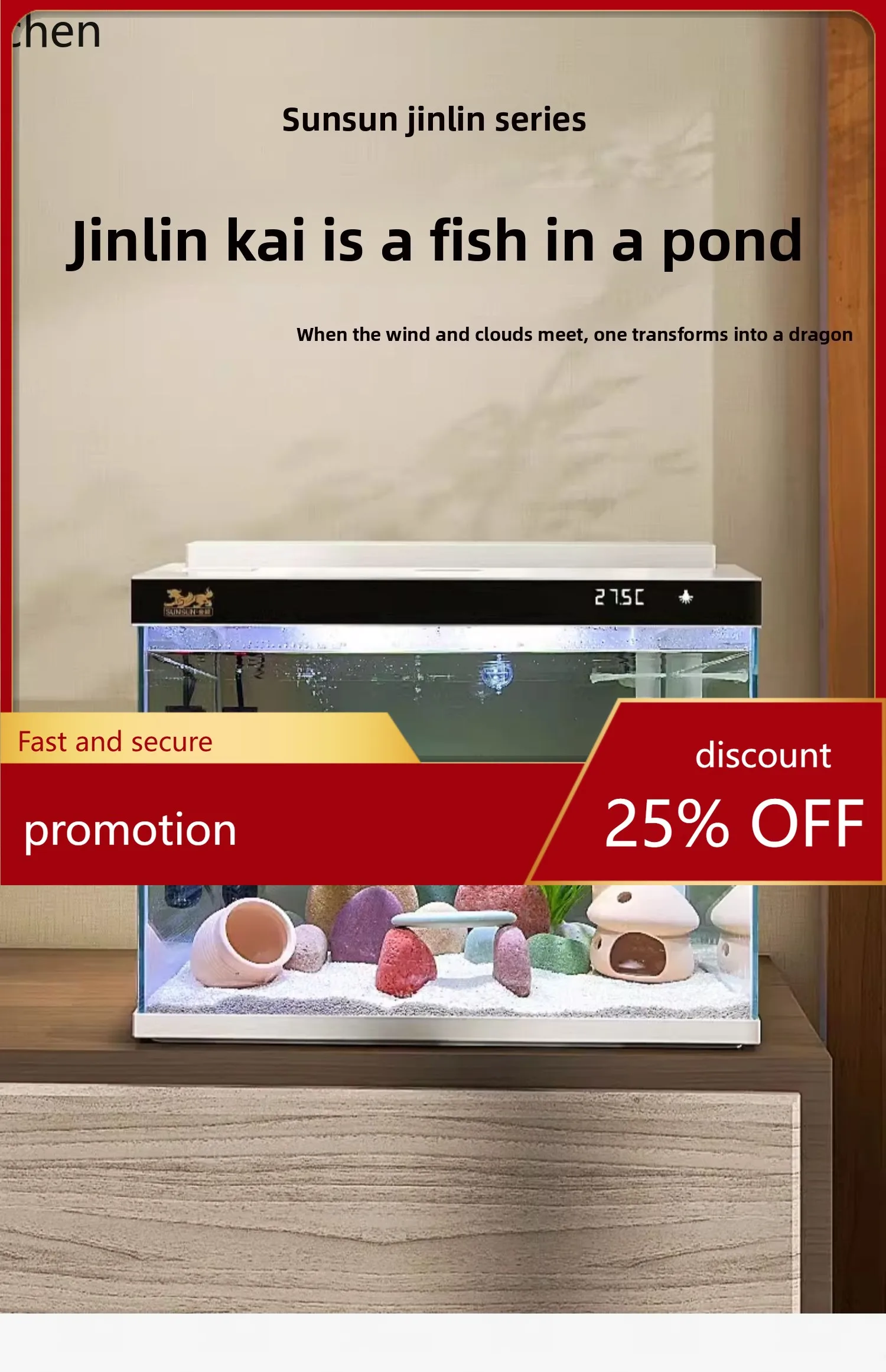 

YFY Ultra-clear Glass Fish Tank Living Room Small Household Aquarium Ecological Filter Fish Tank