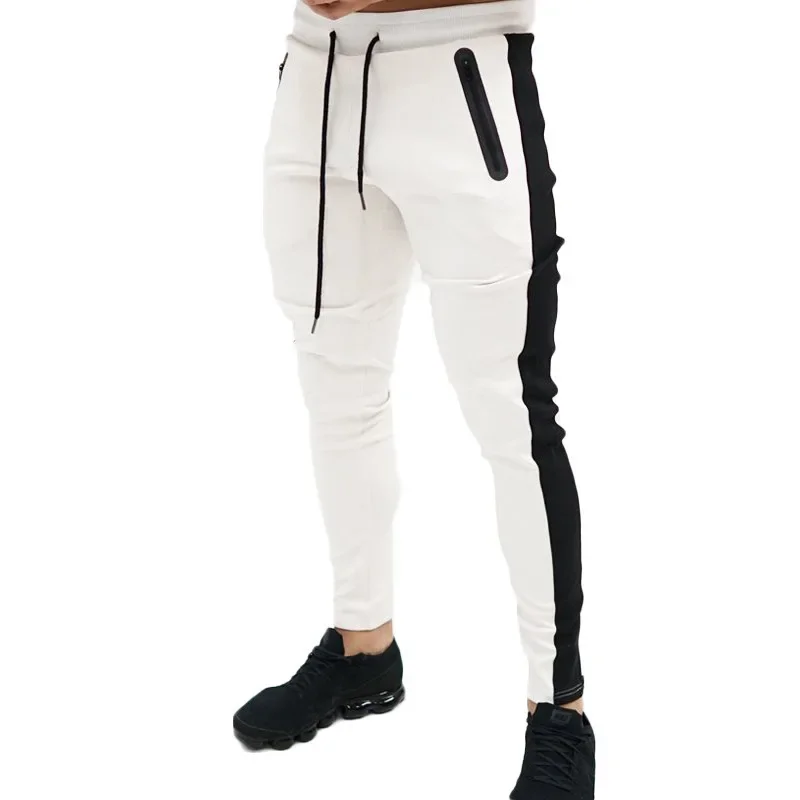 Spring and Autumn Men's Casual Pants New Trend Korean Version Black and White Stripes Slim LEGGING Trend Bound Feet  XS-3XL