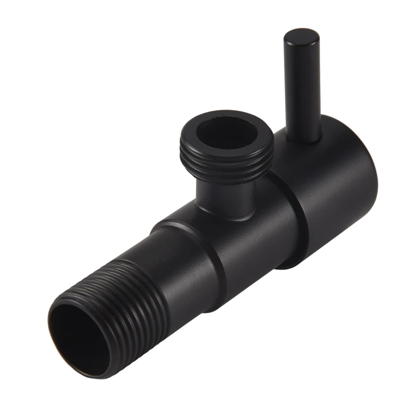 ABXH صمام زاوية أسود 304 صمام إيقاف مياه الفولاذ المقاوم للصدأ مانع للتسرب المياه الباردة والساخنة ملحقات الحمام العامة