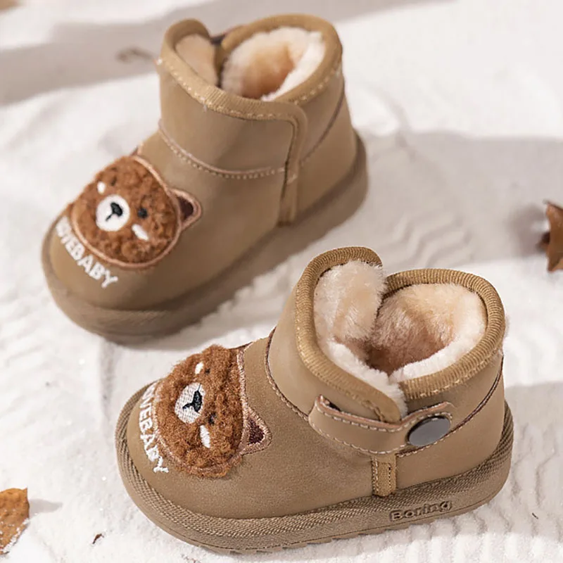 

Winter Plush Boots For Children Korean Style Cute Toddler Boots For Baby Thick Warm Kid's Cotton Shoes Faux Fur First Step Boots