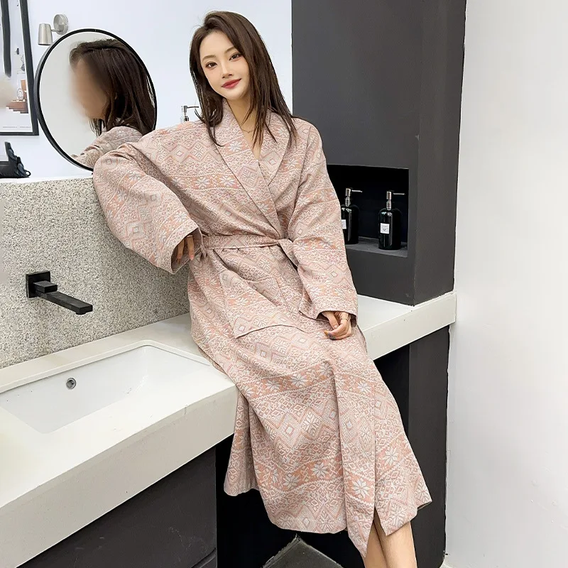 

Хлопковые свадебные платья высокого качества, осенне-зимний халат для женщин, винтажная ночная рубашка с принтом, свободный халат для душа, пижама