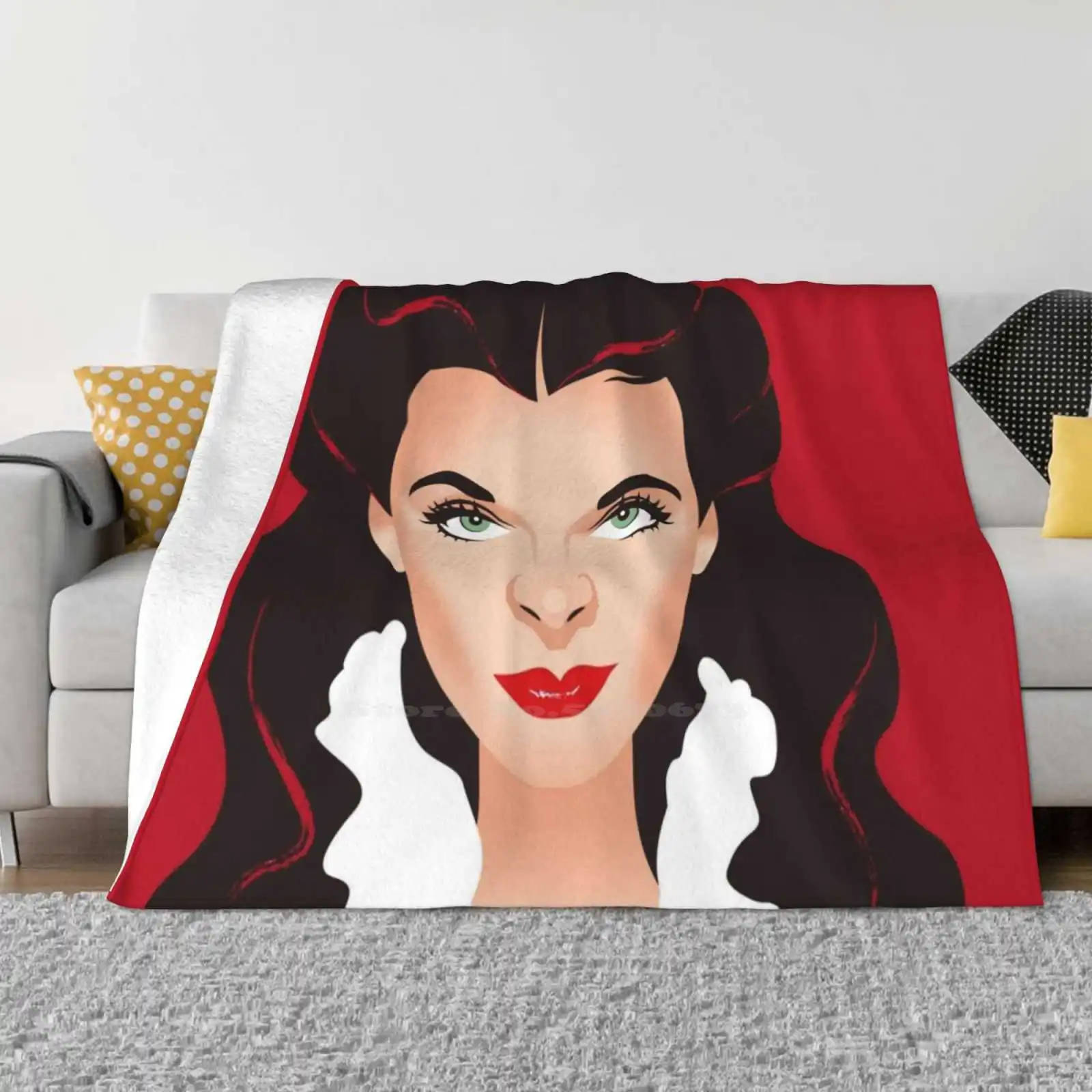 Red Scarlett Latest Super Soft Warm Light Thin Blanket Viven Leigh Scarlett Ohara Gone Wind Oscar Icon Alejandro Mogollo Art