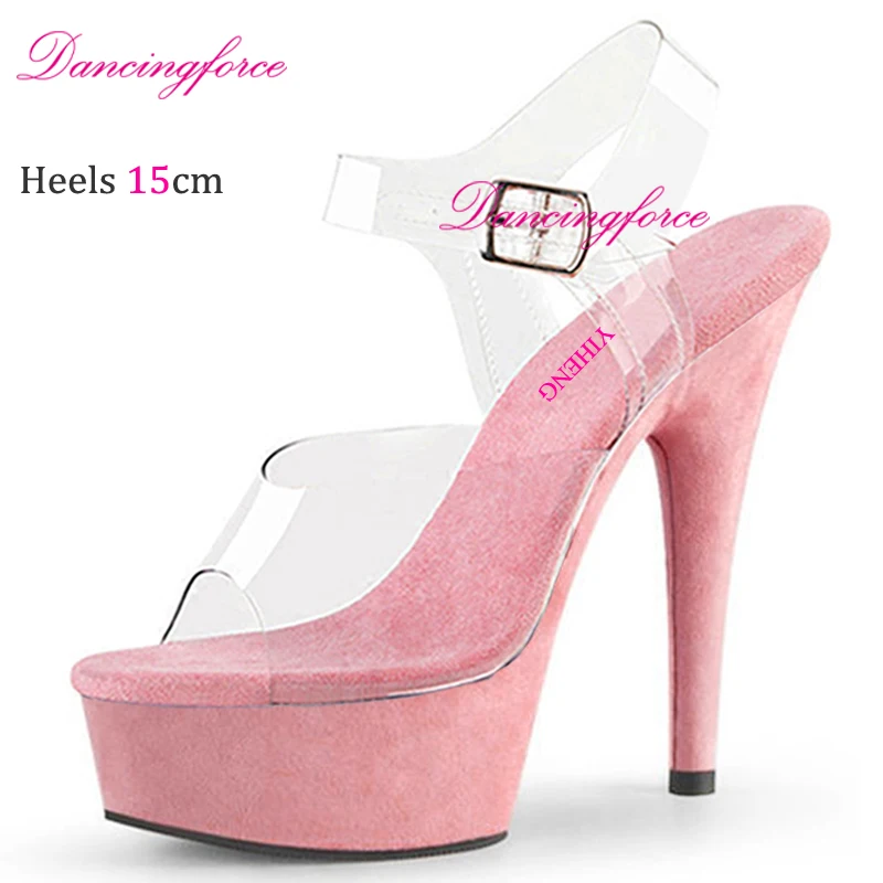 Dancingforce Exotic Clear Upper 6Inch/15cm Sexy Fetish Pole Dance Shoes Dress Platform Sandals Women Stripper Models Show Shoes