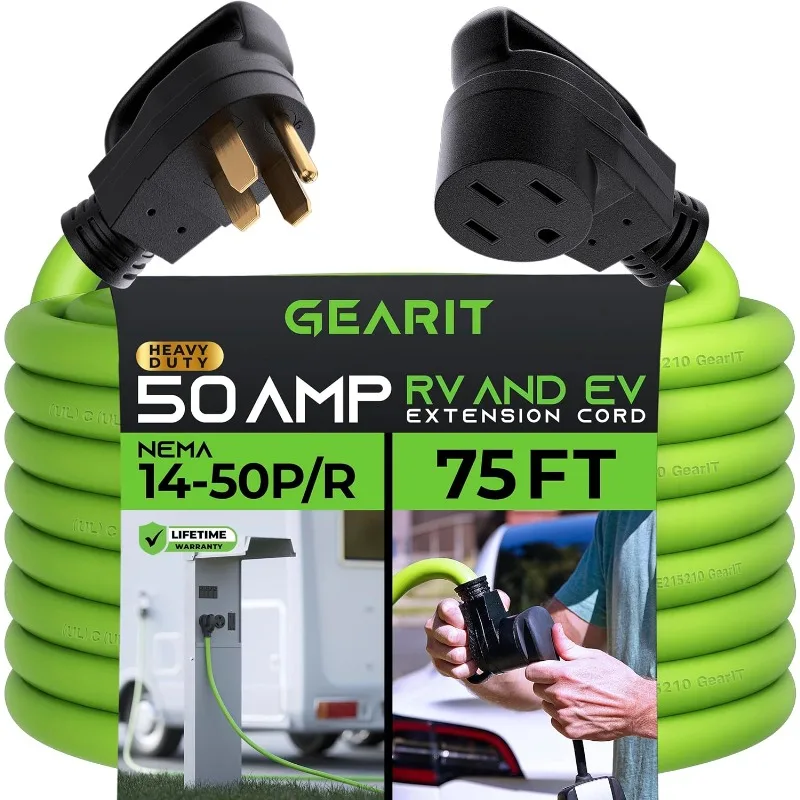 GEARit 50-Amp Extension Cord for RV and EV, 250-Volt, 4-Prong, Compatible with Tesla Model 3 Model Y  X  S