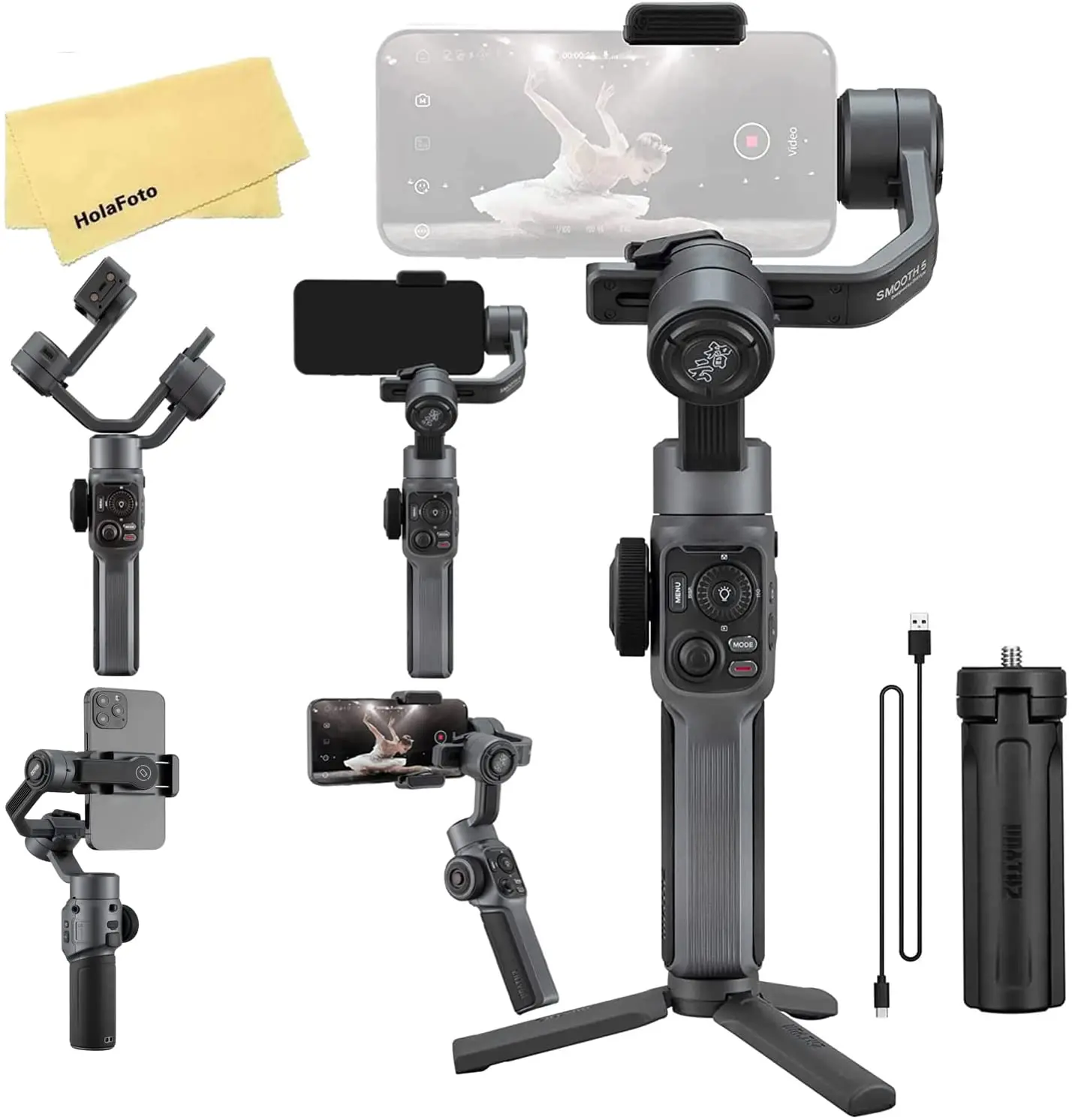 Zhiyun Smooth 5 3-axis handheld gimbal  stabilizer suitable for smart phone mobile phone focus pull zoom functional gimbal