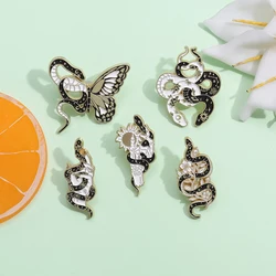 Butterfly Snake Hard Enamel Pins Punk Gothic Animal Cartoon Brooches Lapel Badges Clothes Backpack Accessories Jewelry Gift