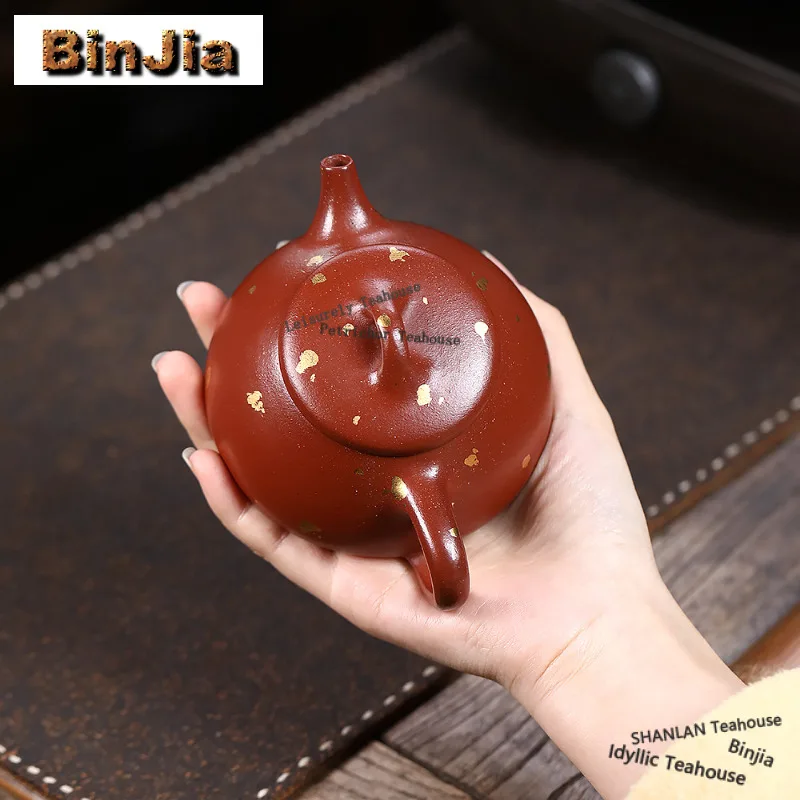 200ml Creative Yixing Purple Clay Teapots Artists Handmade Sprinkle Gold Pot Raw Ore Dahongpao Mud Tea Maker Kettle Zisha Teaset