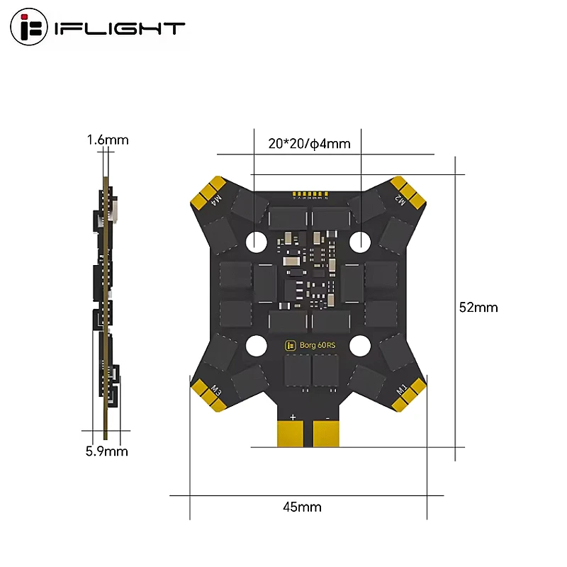 iFlight Borg 5S RX 스택 (Borg 5S RX FC 비행 컨트롤러 포함) / Borg 60R ESC (FPV 레이싱 부품용)