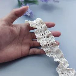 3.5cm Ribbon Lace Beige Folding Elastic Cotton Fungus Lace Sewing Lace Trim Embroidery White Applique Fabric Craft Decoration