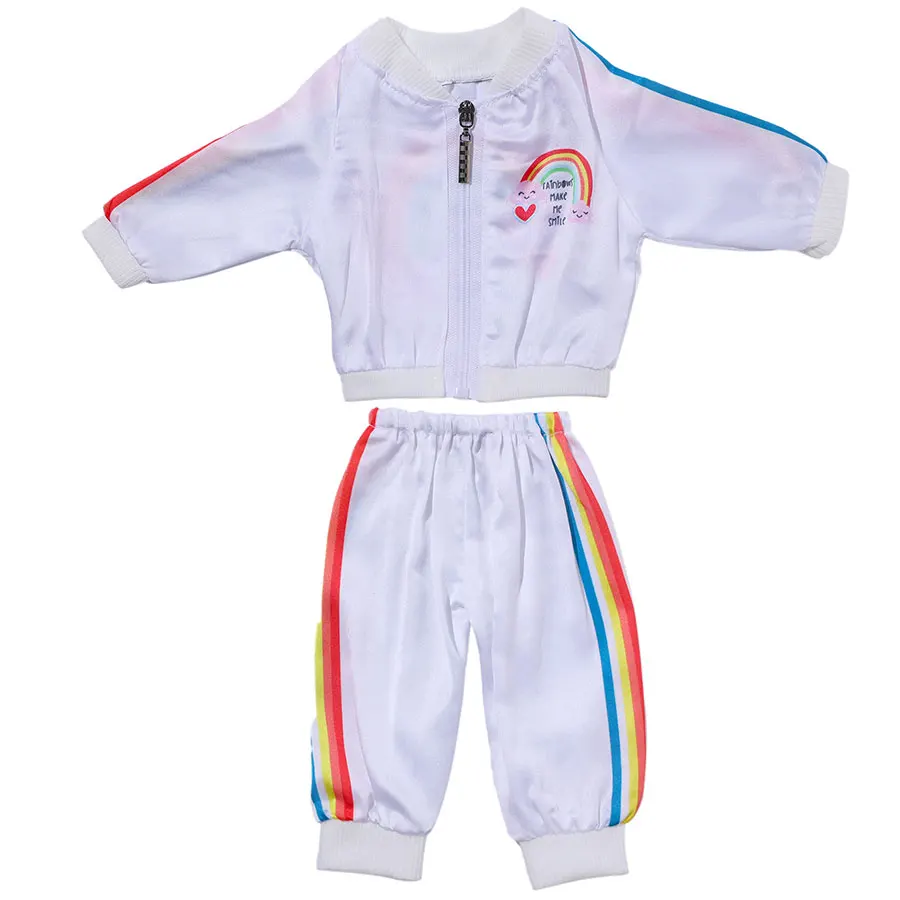 น่ารักสายรุ้งชุดสูทเหงื่อสําหรับตุ๊กตาอเมริกัน 18 นิ้วสบายๆทุกวัน Reborn ตุ๊กตาเสื้อผ้าของเล่นรุ่นของเราของขวัญ