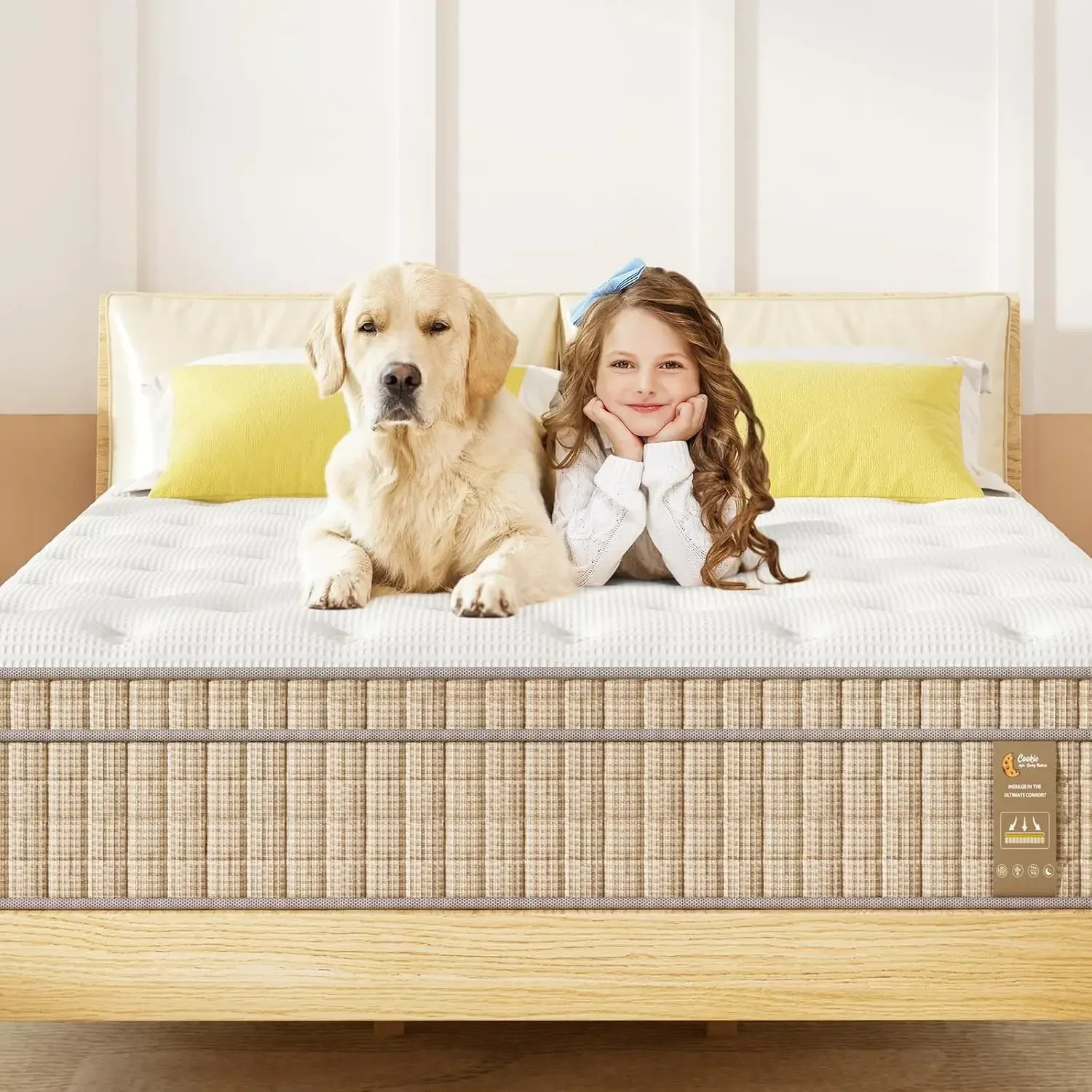 Queen Mattress, 14 Inch Hybrid Mattress in a Box with Gel Memory Foam and Pocket Spring, Pillow Top Bed Mattress Queen Size,