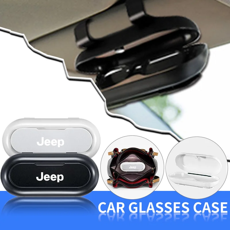 

Car Sun Visor Glasses Storage Box Holder Organizer For Jeep Wrangler JK JL TJ Renegade Patriot Grand Cherokee Gladiator Compass
