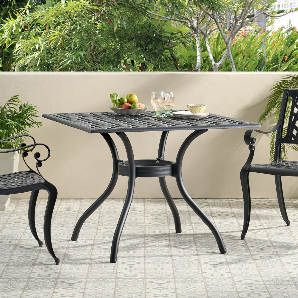 Square Dining Table Patio Side Table With Scratch -resistant Aluminium Frame Lightweight Outdoor Backyard Tables