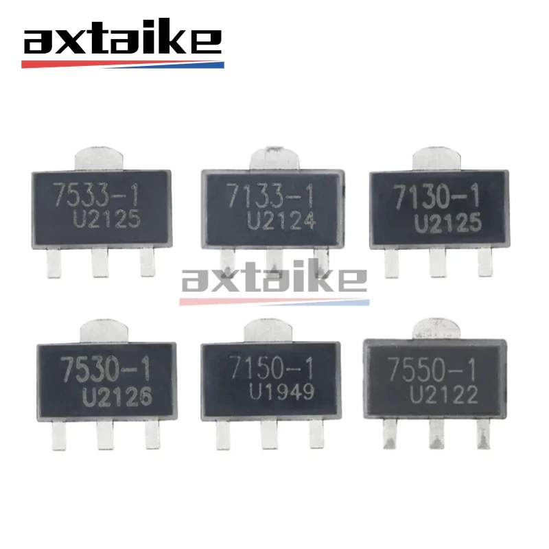 20PCS HT7130 HT7133 HT7150 HT7330 HT7333 HT7350 HT7530 HT7533 HT7550 SOT-89 7530-1 7550-1 SMD LDO Linear Regulators 3V 3.3V 5V