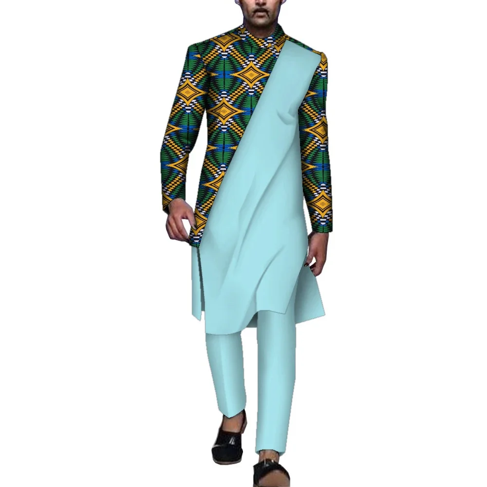 Dashiki Elegant Wedding Suit for Men Shirt Trousers 2PCs Men's Sets Kaftan African Ethnic Casual Traditional Outfit Men Clothing