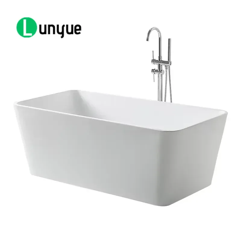 Modern Square Freestanding Acrylic Bathtub Sanitary Ware for Bathroom Home Spa Relaxation Durable Smooth Surface Easy to