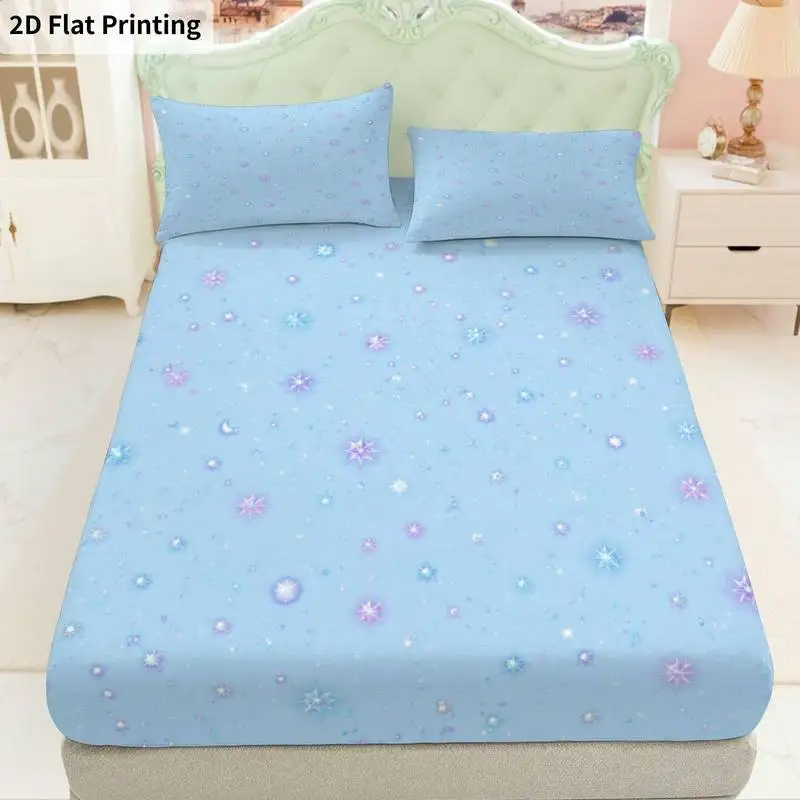 3Pcs Bubblepastel Fitted Sheet Three Piece Set (1*Fitted Sheet + 2*Pillowcases, Coreless), Bedding Set.