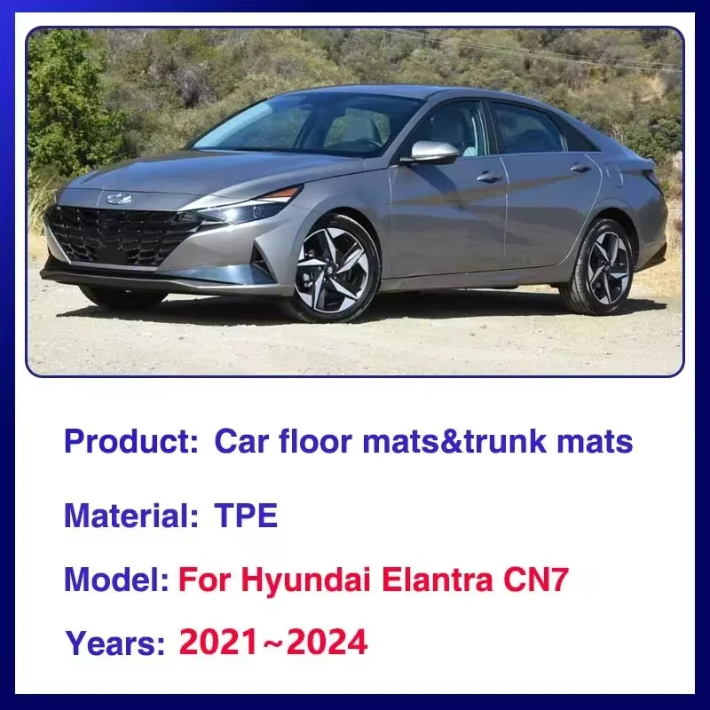 Car Floor Mat For Hyundai Elantra CN7 2021 2022~2024 Avante Waterproof Leather Mud Carpet TPE Foot Pad Full Tappeto Accessories