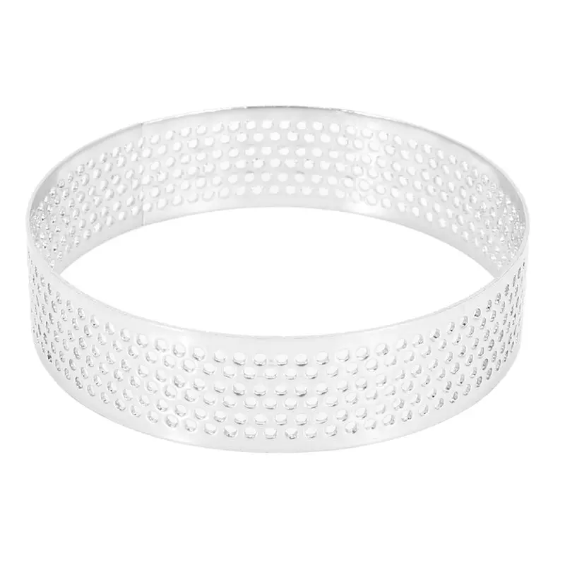 PORK-40 Pcs Circular Porous Tart Ring Bottom Tower Cake Mould Baking Tools Heat-Resistant Perforated Cake Mousse Ring, 8Cm