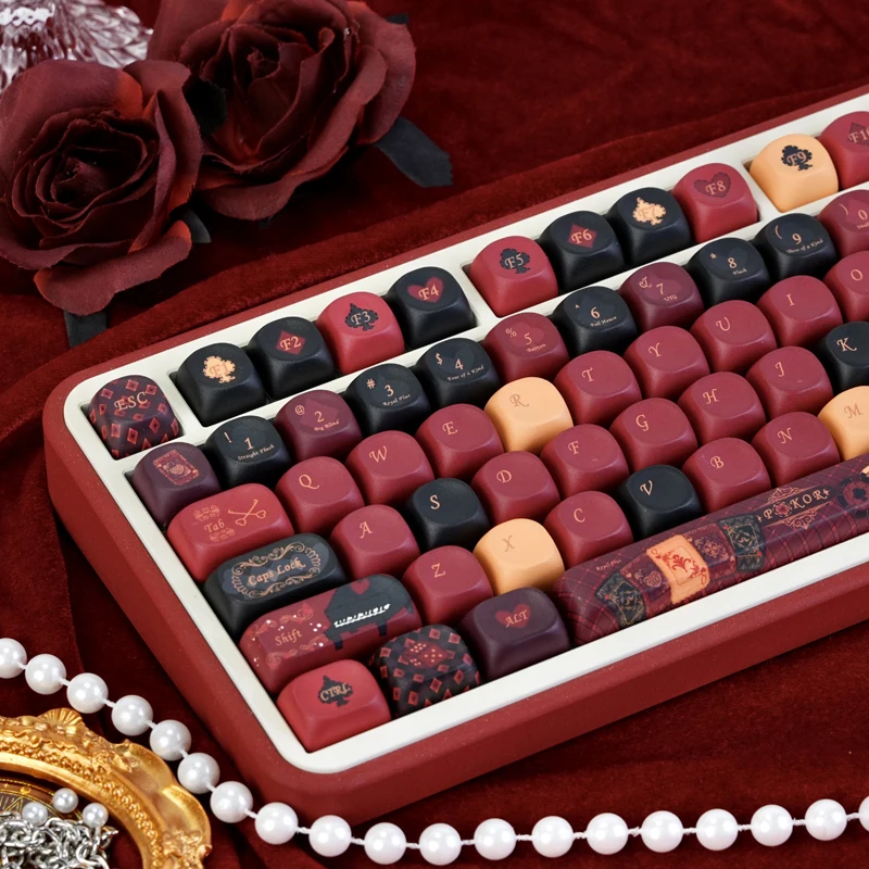 130 Tasten Queen-Thema, 5 Seiten, Farbsublimation, PBT-Tastenkappen, MOA-Profil, individuelle Tastatur-Tastenkappen für MX-Switches, mechanische Tastatur