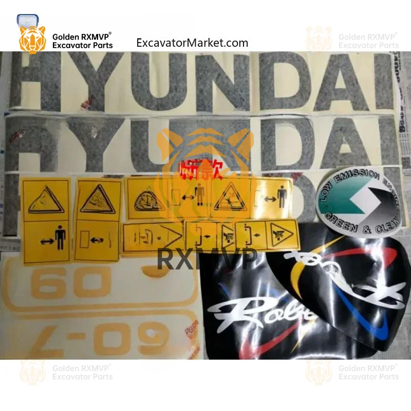 For  accessories car logo Hyundai R55-7 R60-7 R80-7 full car sticker full car logo sticker excavator Parts