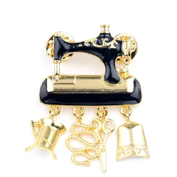 Fashion Jewelry Black Enamel Sewing Machine Brooch Lapel Cute Pins Good Gift Brooc for Jacket Pins Jewelry Accessories