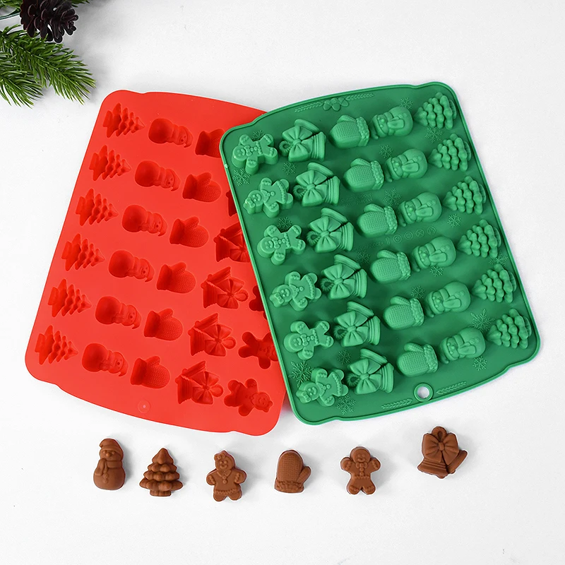 Gingerbread Man Xmas Tree Fondant Baking Mold Christmas Silicone Chocolate Molds Christmas Party DIY Cake Decoration Accessories