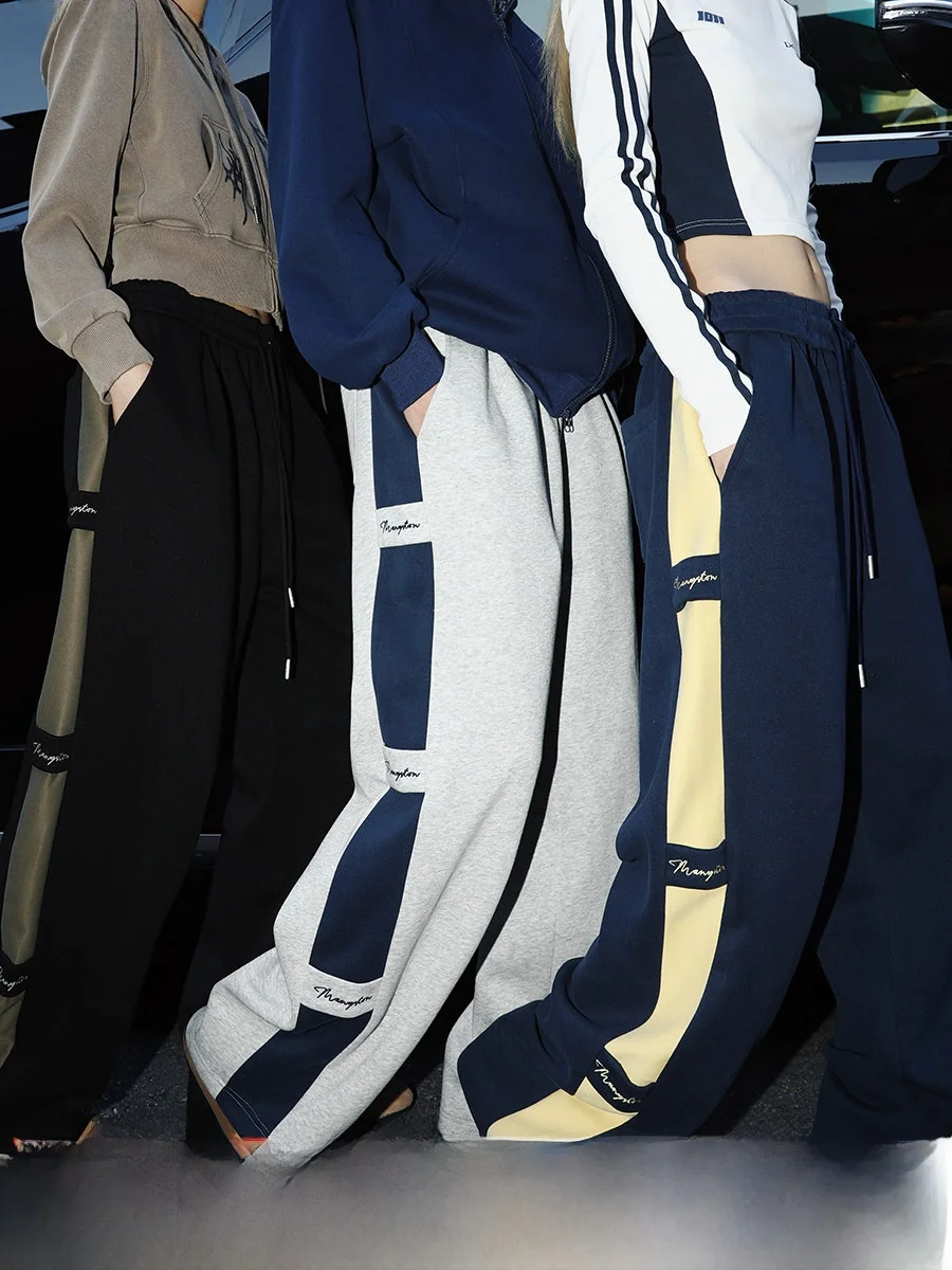 

Loose Straight Leg Casual Pants Men's Spring Autumn Versatile Spor Floor-Length Trousers American High Street Sle