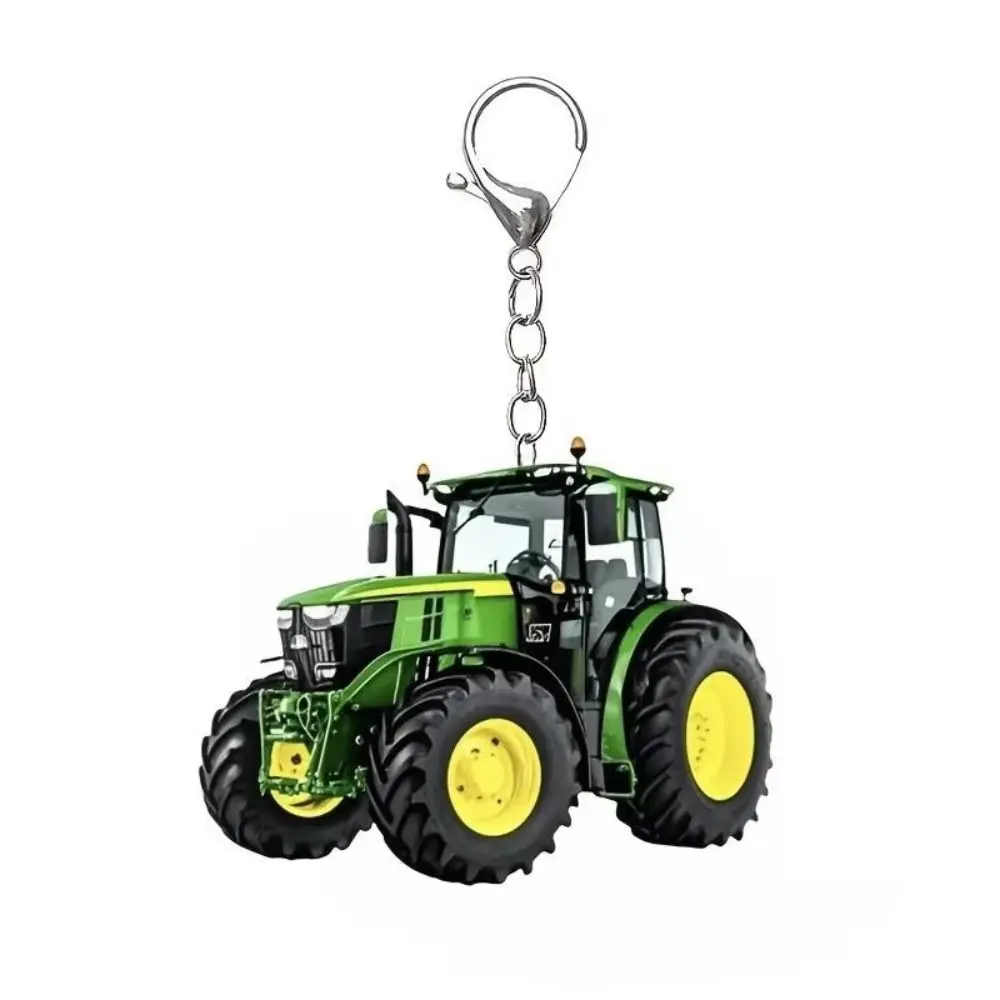 Fun 2D Flat Tractor Keychain Transparent Cartoon Car Key Ring Acrylic Simple Bag Charm For Adults Souvenir Keepsake