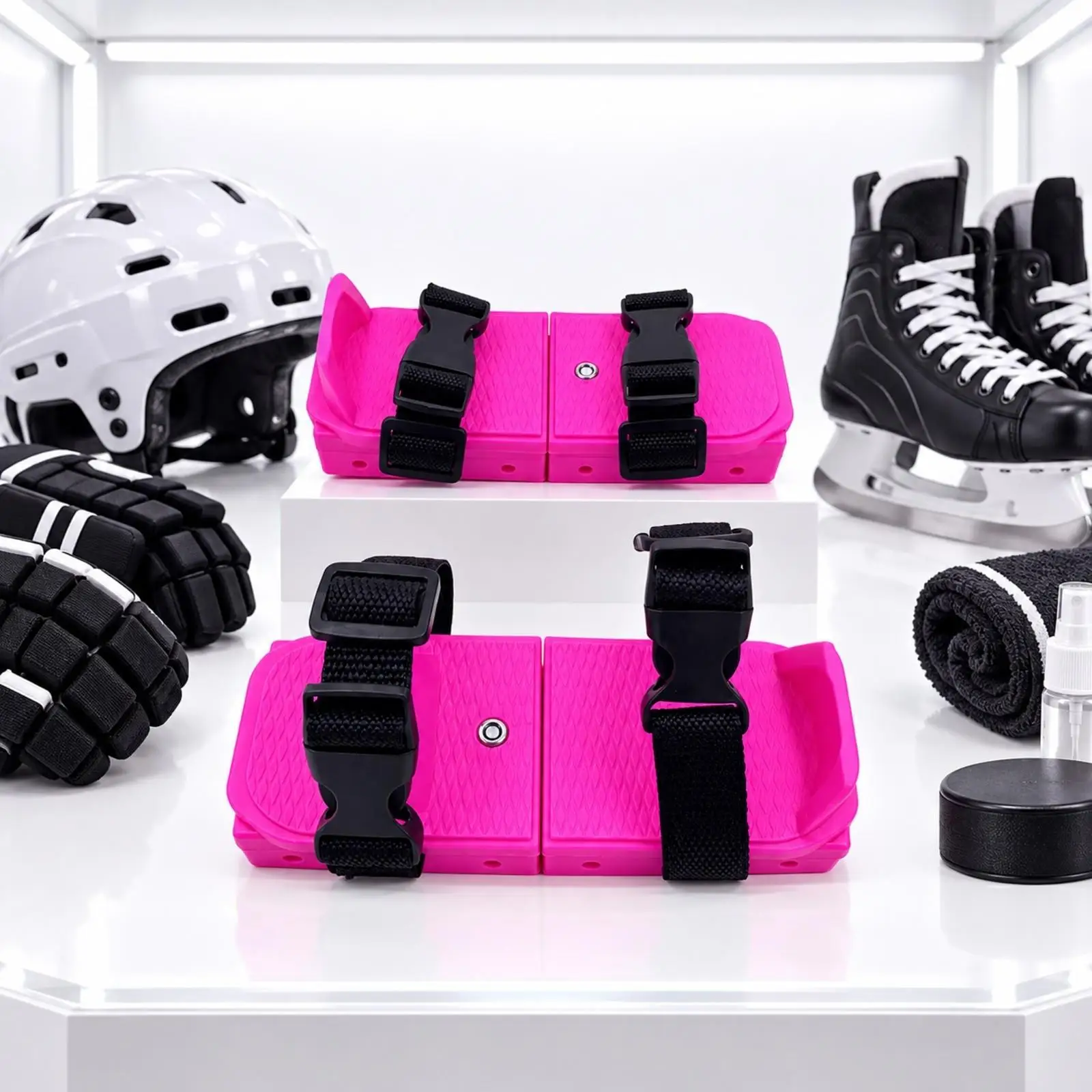 Beginner Kids Training Skate Adjustable Two Runner Ice Skate for Children with Textured Foot Platform and Secure Buckle Straps